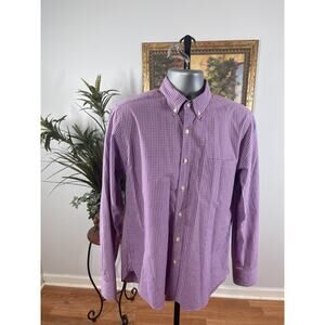 J.CREW Shirt Men's Medium Purple Gingham Check Slim Fit Long Sleeve Academic